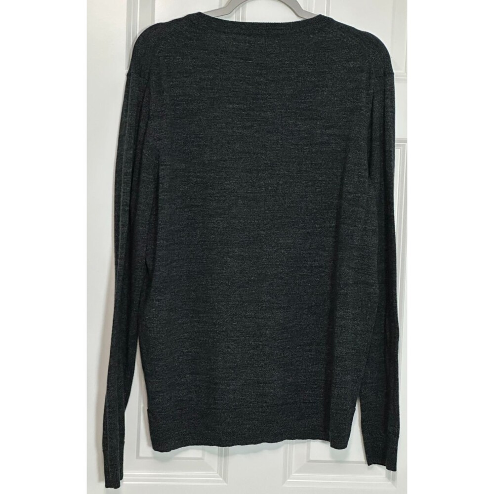 Old Navy V Neck Pullover Sweater Men's Size L Dark Heather Gray Long Sleeves - Picture 2 of 6